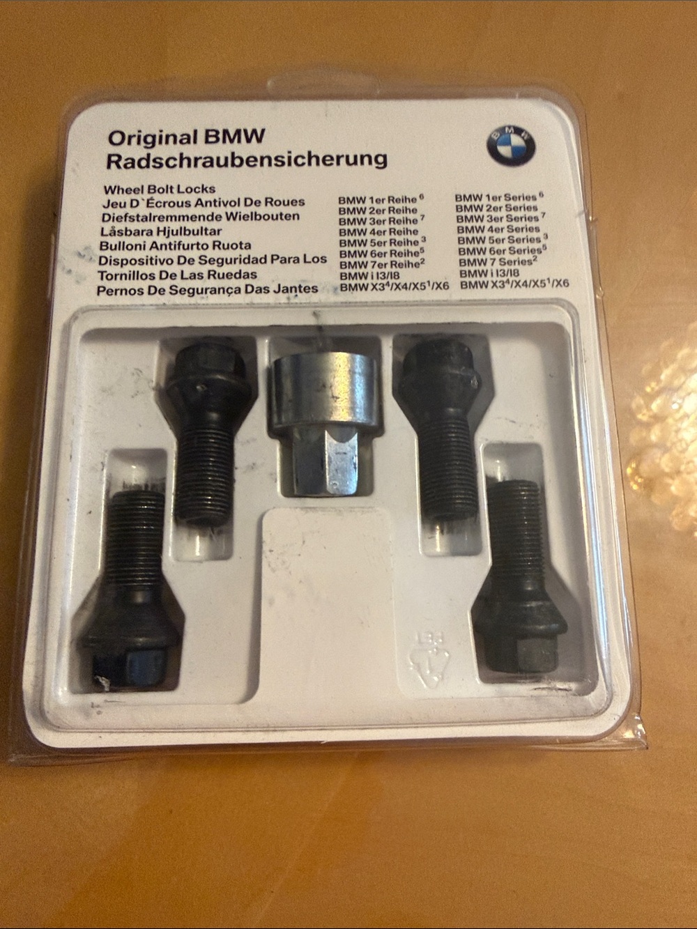BMW Black Wheel Bolt Lock Set with Silver Key Adapter